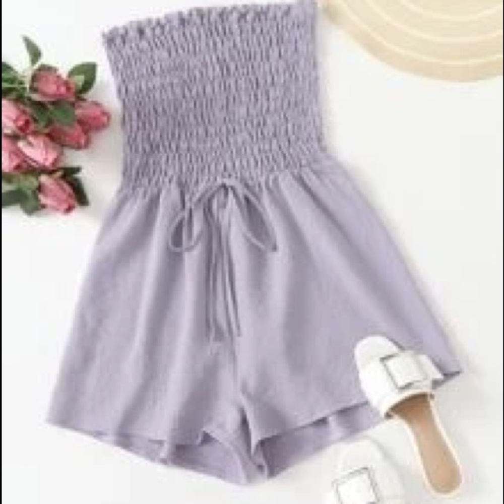 ‼️ SHEIN Shirred Bodie Tie Tube Romper